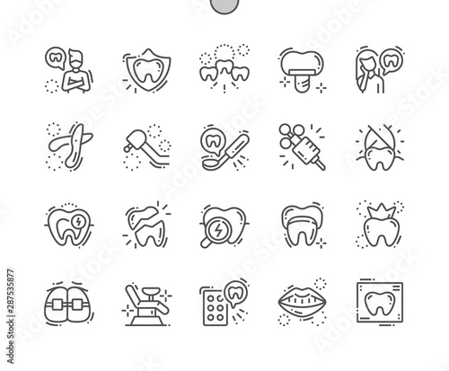 Dentist Well-crafted Pixel Perfect Vector Thin Line Icons 30 2x Grid for Web Graphics and Apps. Simple Minimal Pictogram
