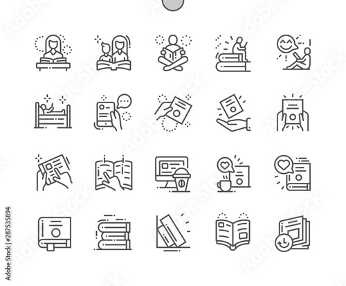 Book and Reading Well-crafted Pixel Perfect Vector Thin Line Icons 30 2x Grid for Web Graphics and Apps. Simple Minimal Pictogram