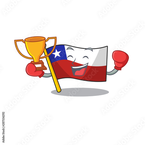 Boxing winner flag chile with in the character