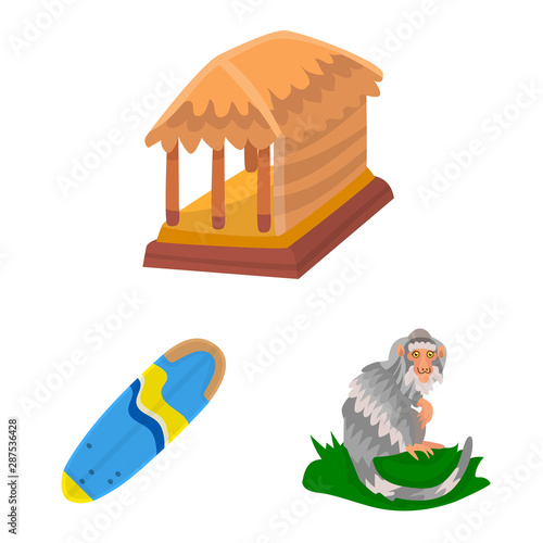 Isolated object of bali and indonesia symbol. Set of bali and caribbean vector icon for stock.