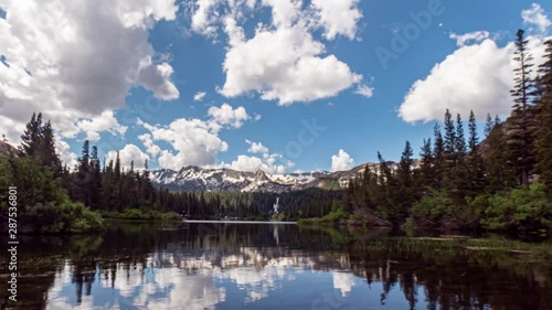 Cloud time lapse over beautiful lake