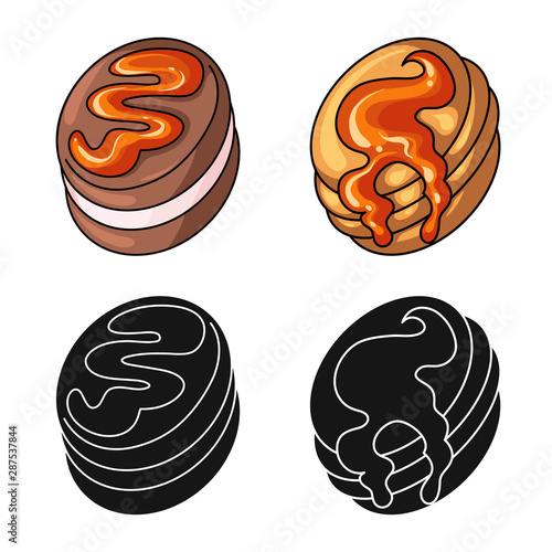 Vector design of confectionery and culinary sign. Collection of confectionery and product stock symbol for web.