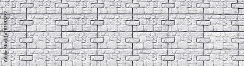 White exterior wall wide texture. Whitewashed block pattern long background