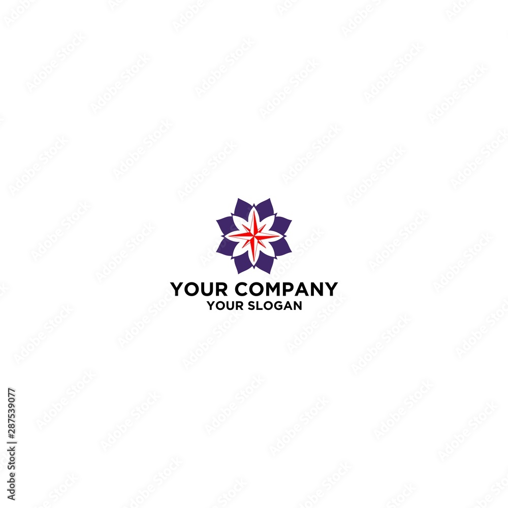 Obraz premium Compass in Flower Logo Design Vector