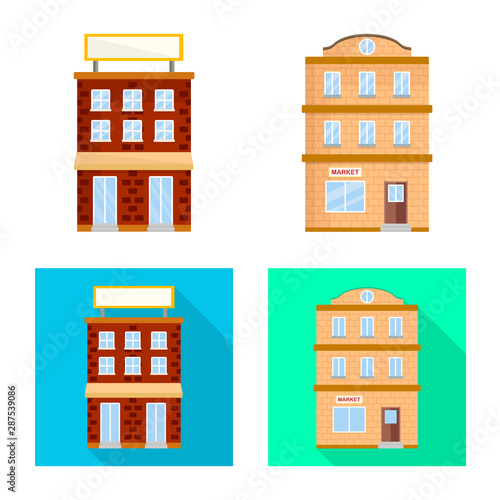 Vector design of municipal and center icon. Collection of municipal and estate vector icon for stock. © pandavector