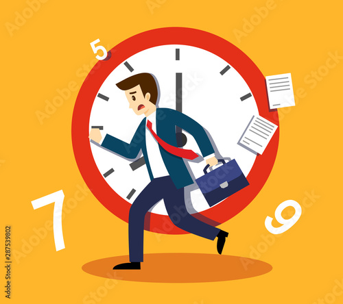 Картината върху платно Late, work, colleagues, white-collar workers, travel, rush, hurry, time, clock,
