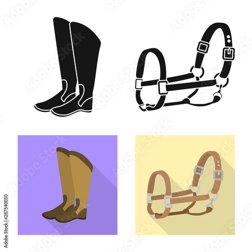 Isolated object of equipment and riding sign. Set of equipment and competition vector icon for stock.