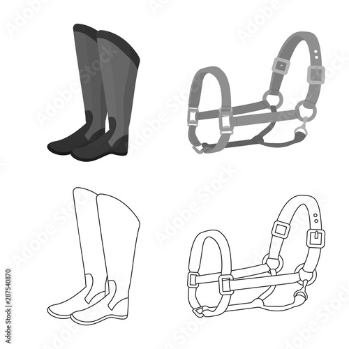 Isolated object of equipment and riding icon. Collection of equipment and competition stock symbol for web.