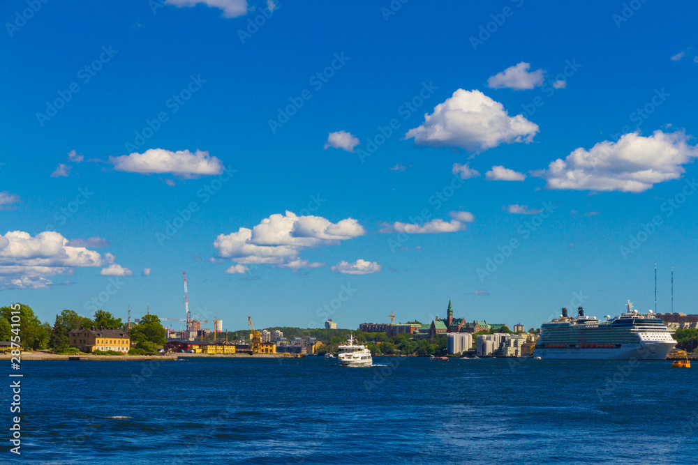 ship in the harbour/sea in stockholm