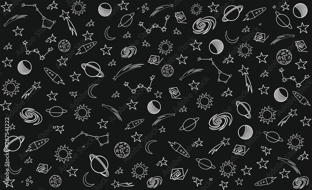 space pattern, set of elements, the constellations, wrapping paper pattern space pattern, set of elements, the constellations, wrapping paper pattern