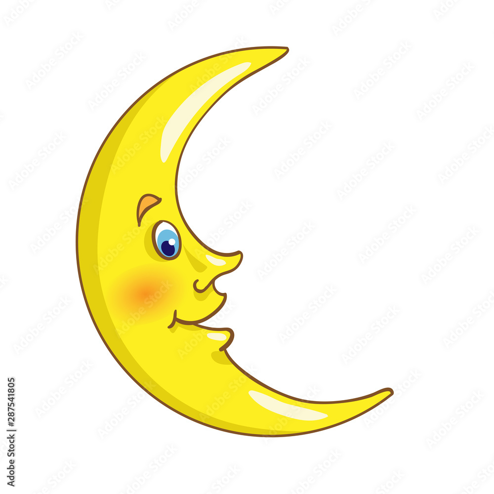 Funny golden crescent in cartoon style. Isolated on white background. Funny golden crescent in cartoon style. Isolated on white background.