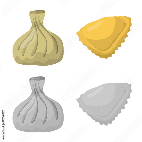 Vector illustration of products and cooking icon. Set of products and appetizer vector icon for stock.
