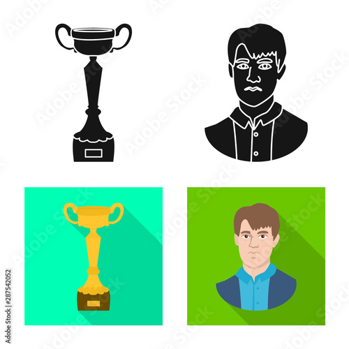 Vector illustration of checkmate and thin logo. Collection of checkmate and target stock vector illustration.