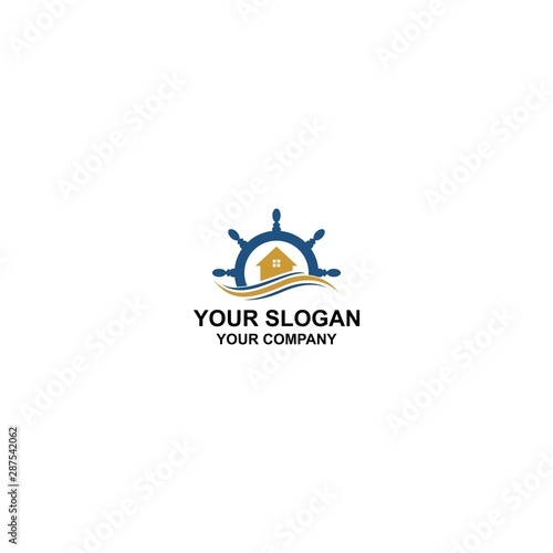 Ship's Wheel Home Logo Design Vector