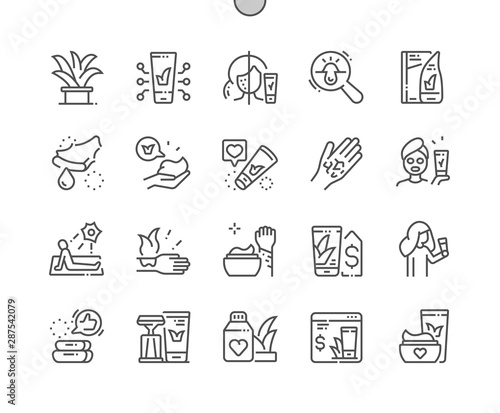 Aloe Vera cosmetics Well-crafted Pixel Perfect Vector Thin Line Icons 30 2x Grid for Web Graphics and Apps. Simple Minimal Pictogram