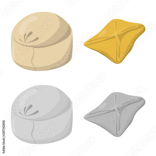 Vector design of products and cooking sign. Collection of products and appetizer stock vector illustration.