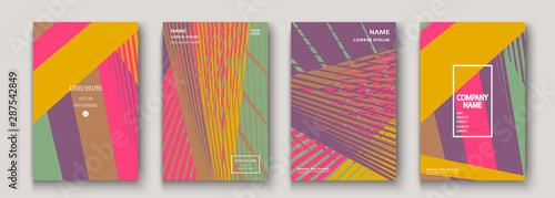 Modern cover collection design. Abstract retro 90s style texture of colorful neon lines. Striped trends background. Future geometric patterns. Design presentations, print, flyer, business cards