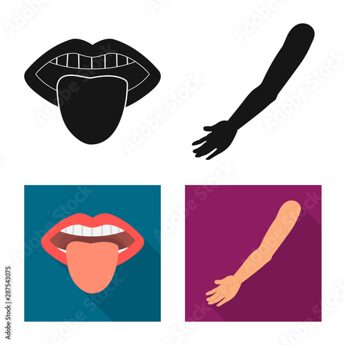 Isolated object of body and part symbol. Set of body and anatomy stock symbol for web.
