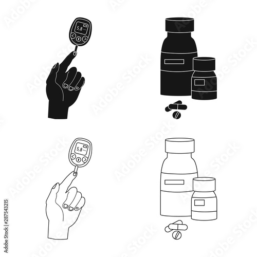 Vector design of diet and treatment symbol. Collection of diet and medicine stock symbol for web.