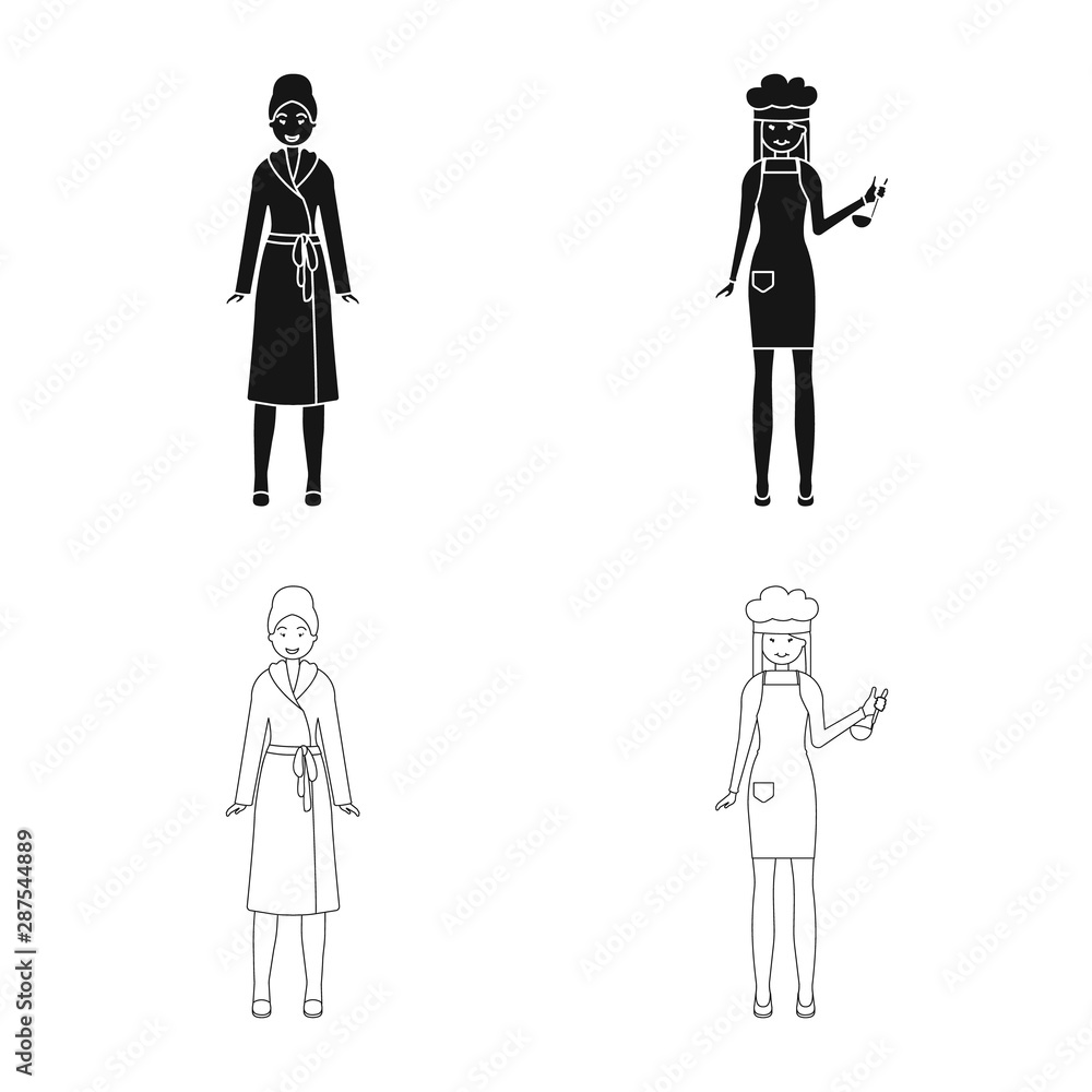 Isolated object of posture and mood icon. Set of posture and female stock symbol for web.