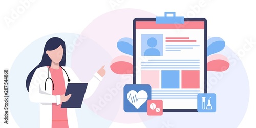 Healthcare insurance vector concept, people with doctor fill health form insurance. human life insurance. protection of people from accidents. Healthcare services, Ask a doctor, tele medicine