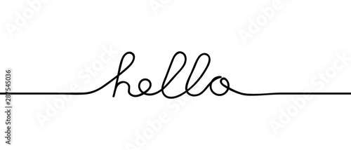 Continuous black line drawing word Hello. Minimalist hello concept. Vector illustration photo