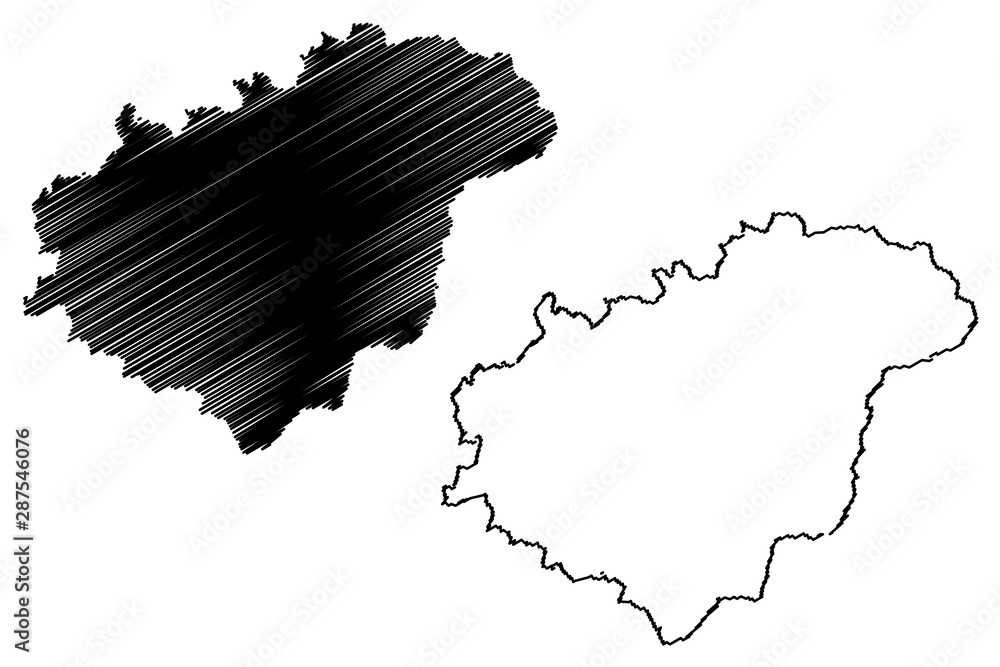 Zlin Region (Bohemian lands, Czechia, Regions of the Czech Republic) map vector illustration, scribble sketch Zlín map