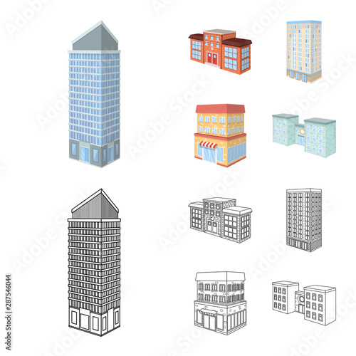 Vector illustration of construction and building icon. Set of construction and estate stock symbol for web.