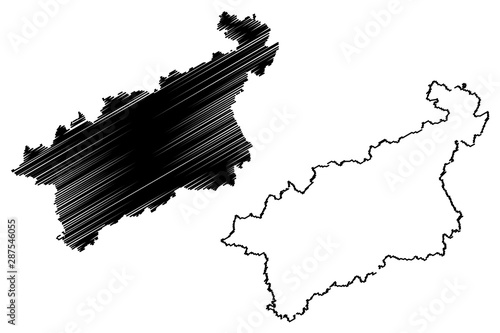 Usti nad Labem Region (Bohemian lands, Czechia, Regions of the Czech Republic) map vector illustration, scribble sketch Ústí nad Labem (Ustecky Region) map
