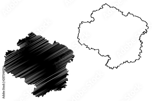 Vysocina Region (Bohemian lands, Czechia, Regions of the Czech Republic) map vector illustration, scribble sketch Vysočina map