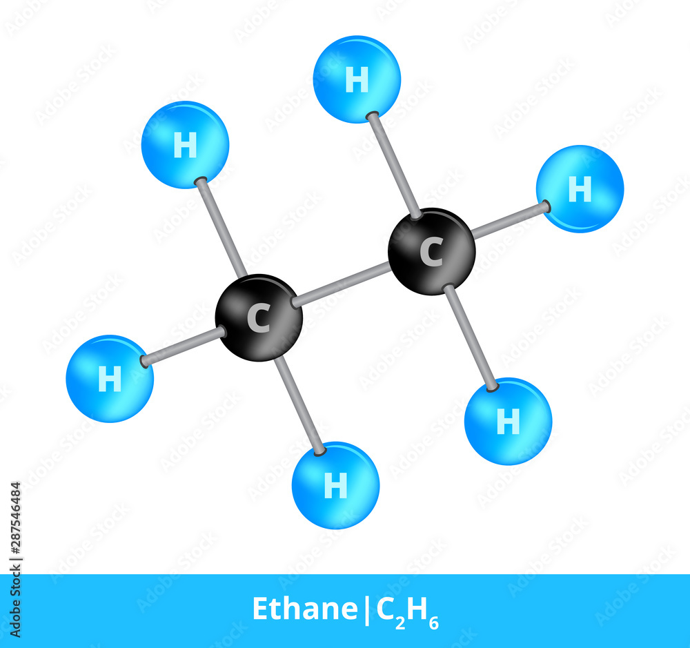 Vector ball-and-stick model of chemical substance. Icon of ethane ...