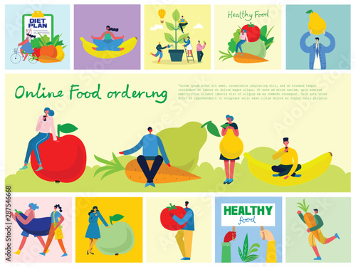 Vector illustration Online Food ordering concept for website and mobile website development.