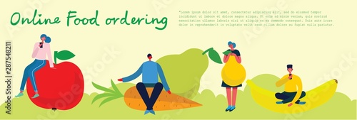 Vector illustration Online Food ordering concept for website and mobile website development.