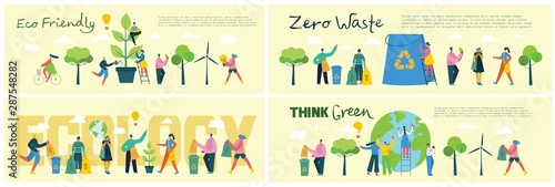 Vector illustration of Concept of Zero Waste, Green eco energy and Save the planet.
