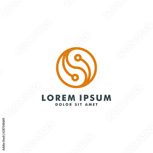 circle yin yang logo template, technology design icon vector