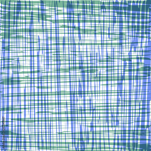 Abstract square grunge pattern: blue and green stripes on white background