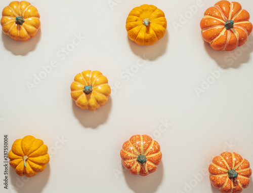 Orange pumpkin top view for halloween and thanksgiving background concept.