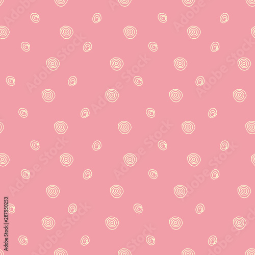 Doodle white curls isolated on a pink background. Vector seamless pattern
