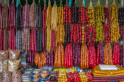 churchkhela, eastern sweetness on the market in Georgia © Nbaturo