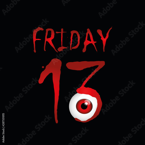 red eye on friday the 13th on black background vector illustration EPS10