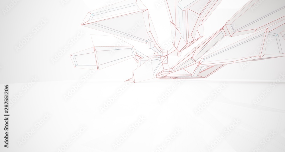Abstract architectural white interior of a minimalist house with large windows. Drawing. 3D illustration and rendering. Abstract architectural white interior of a minimalist house with large windows. Drawing. 3D illustration and rendering.