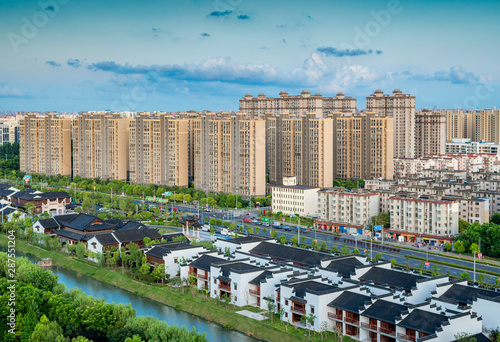 Photography Real estate and residential buildings on the outskirts of Shanghai, China