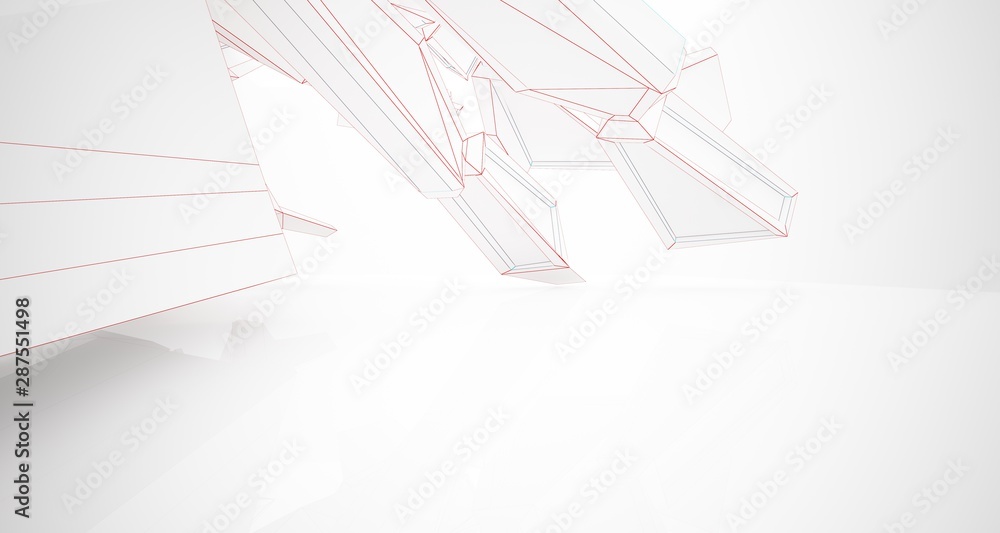 Abstract architectural white interior of a minimalist house with large windows. Drawing. 3D illustration and rendering. Abstract architectural white interior of a minimalist house with large windows. Drawing. 3D illustration and rendering.