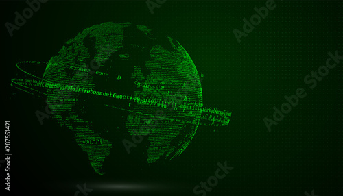 The Earth is made up of digital codes., a sense of science and technology abstract graphics.