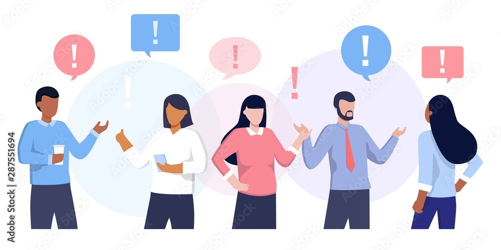Vector illustration of communication of people in search of solutions to problems, use in web-projects and applications, collective thinking. Ethnic business people group full length team Vector illustration of communication of people in search of solutions to problems, use in web-projects and applications, collective thinking. Ethnic business people group full length team