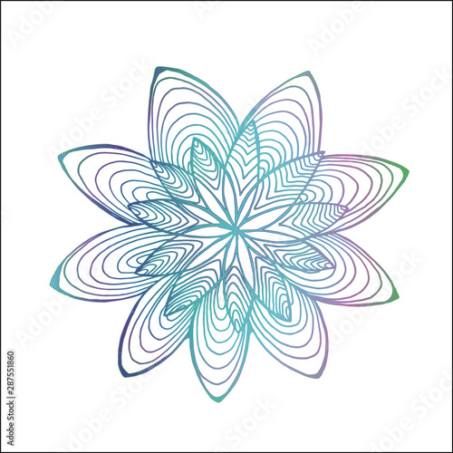 Neon abstract flower pattern. Psychedelic mandala motive.
