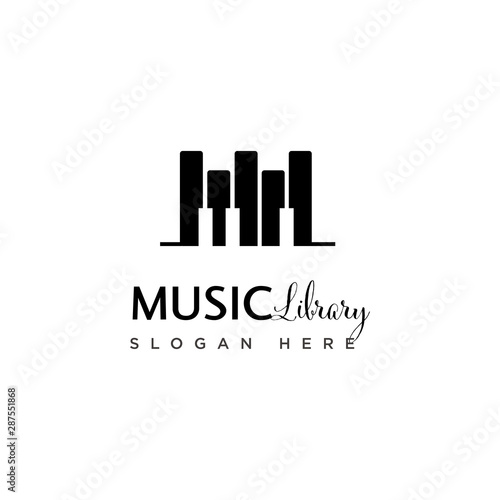 Negative Space Piano and The Library Unique Logo