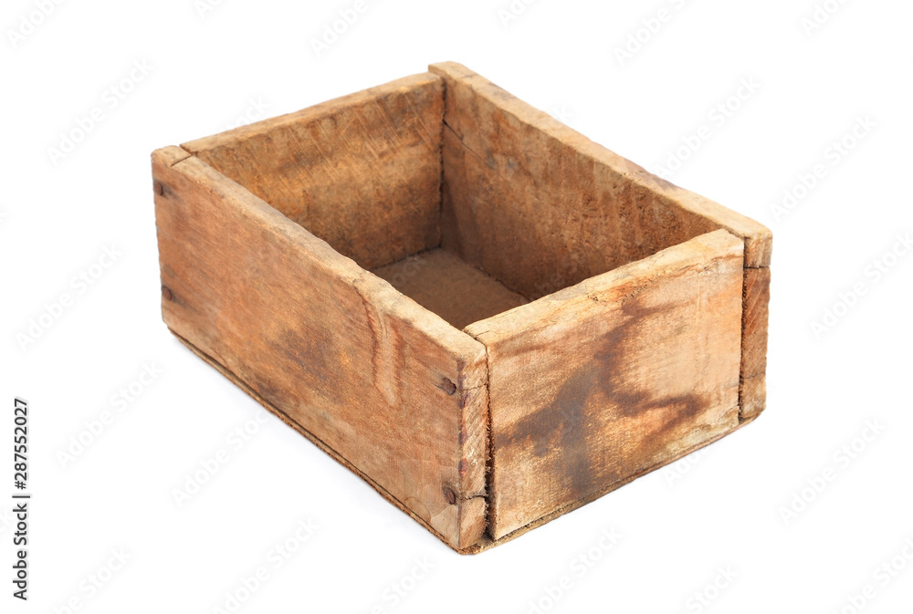 Wooden box on white Wooden box on white