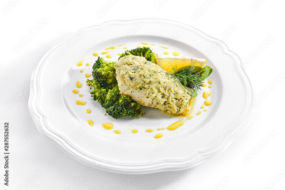 Pike Perch or Zander Fillet in Cream Sauce with Broccoli Pike Perch or Zander Fillet in Cream Sauce with Broccoli