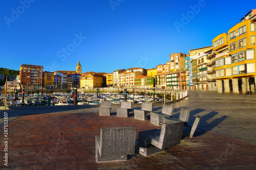 Bermeo port and village with beautiful houses in Basque Country